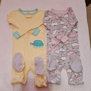 Carter's Kids One Piece Pajamas - Yellow and Gray, set of 2